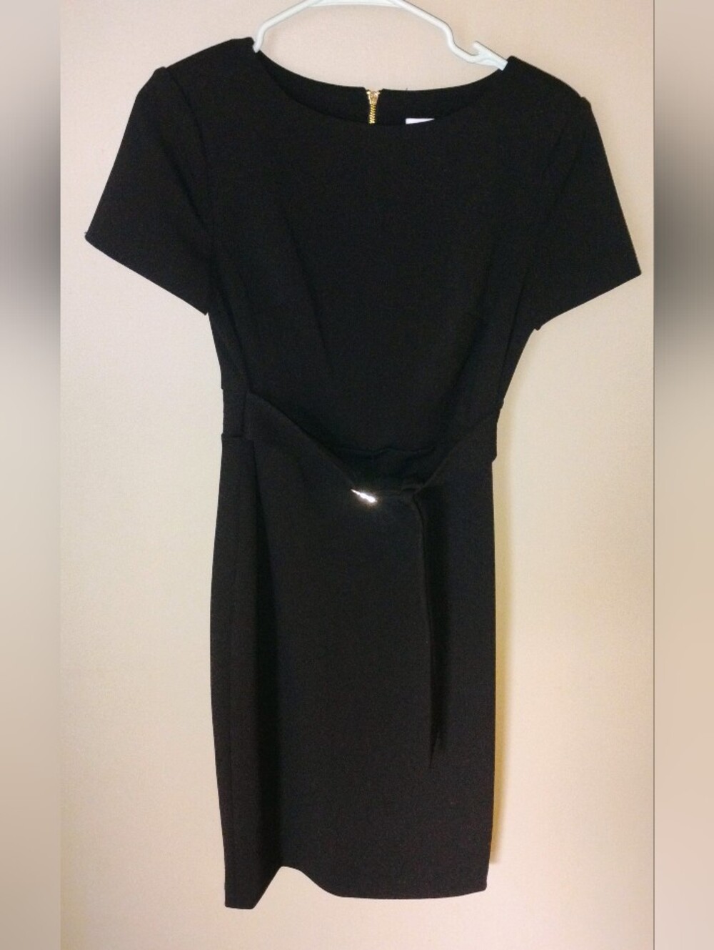 Calvin Klein Classic Black Short-Sleeve Sheath Dress